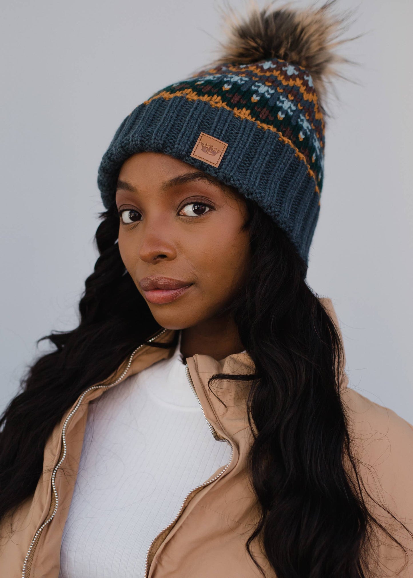 Dusty Blue Patterned Hat