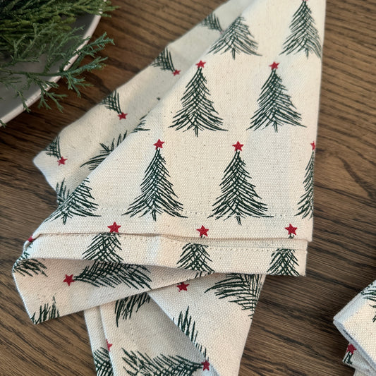 S/4 Christmas Tree Cloth Napkins