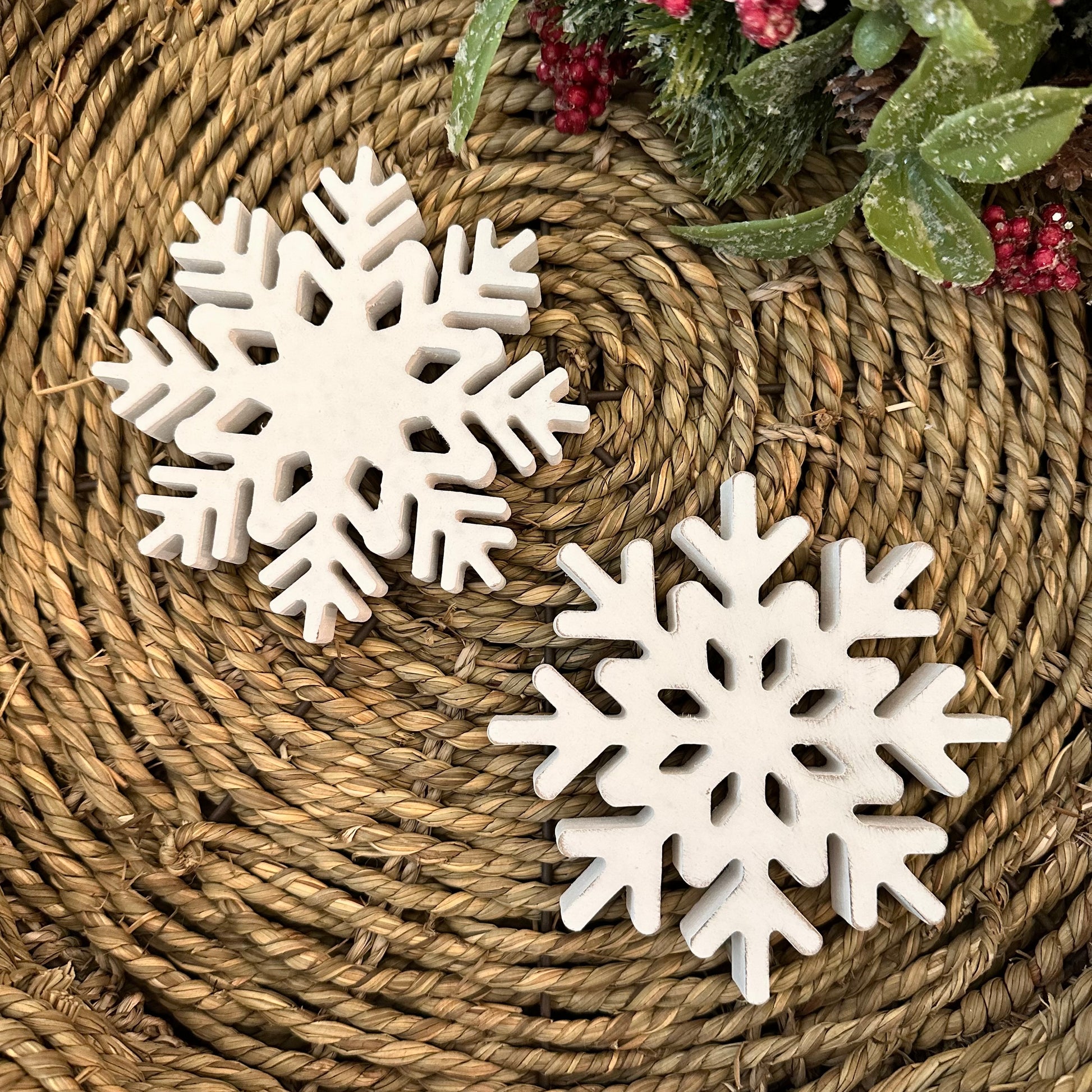 White Wood Snowflake 3