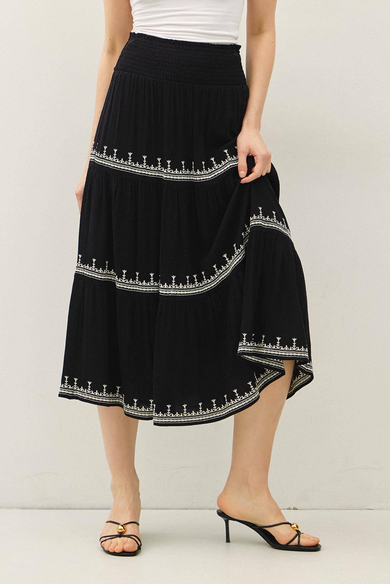 Embroidered Midi Skirt