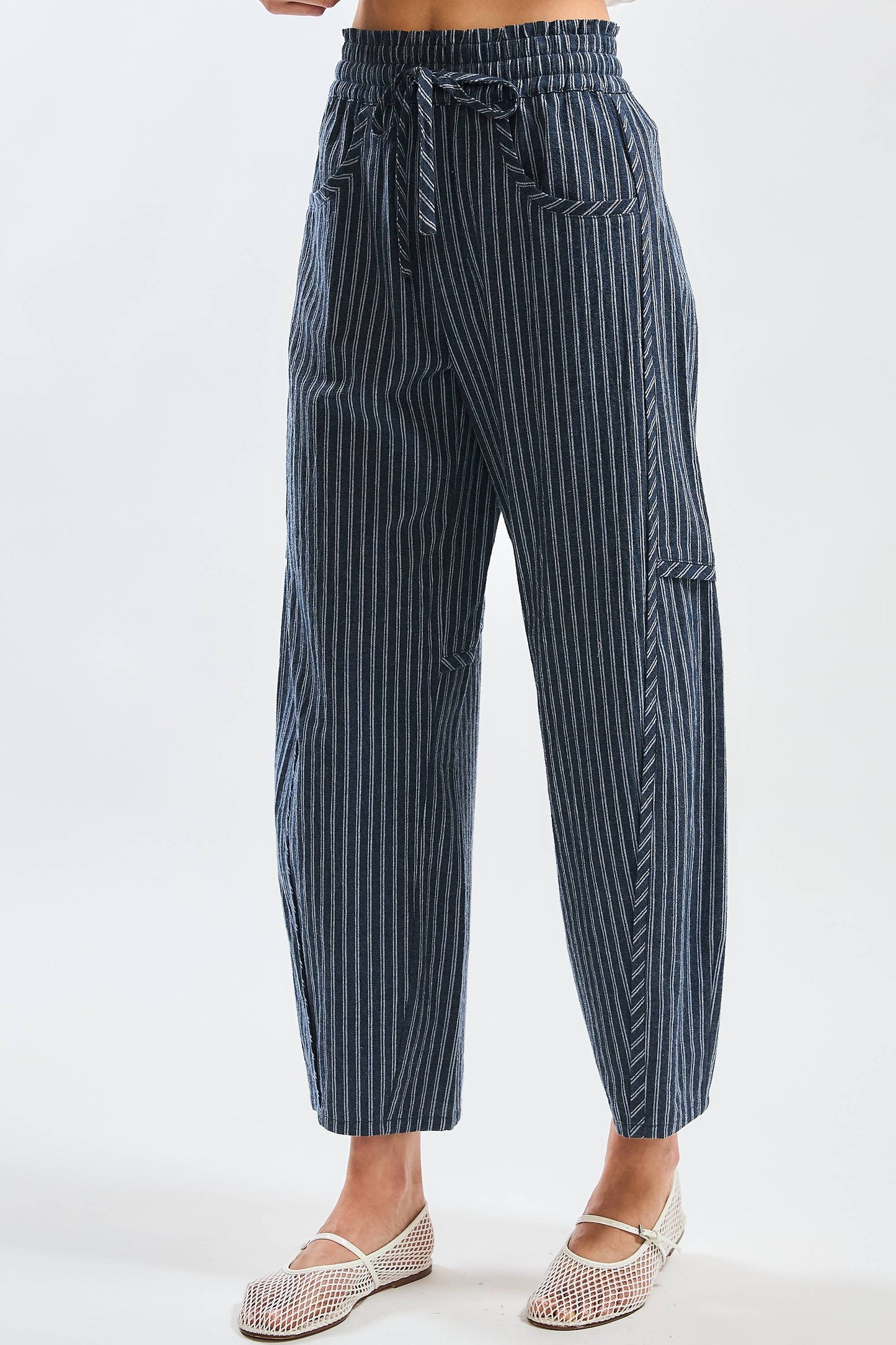 Navy Pinstripe Pants