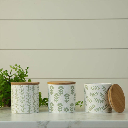 Leafy Stoneware Canister