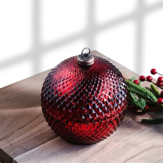 Red Glass Ornament Jar