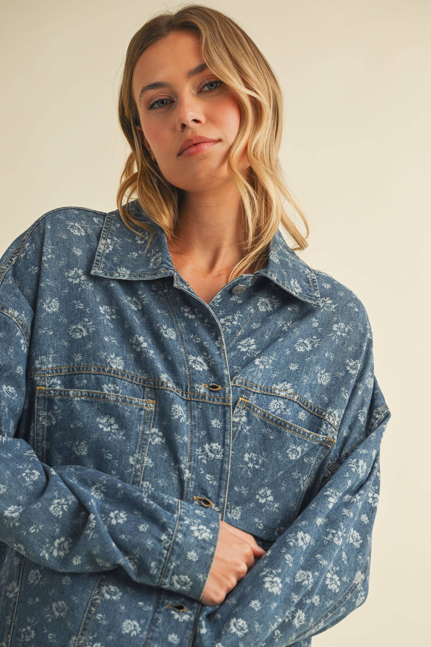 Floral Print Denim Jacket