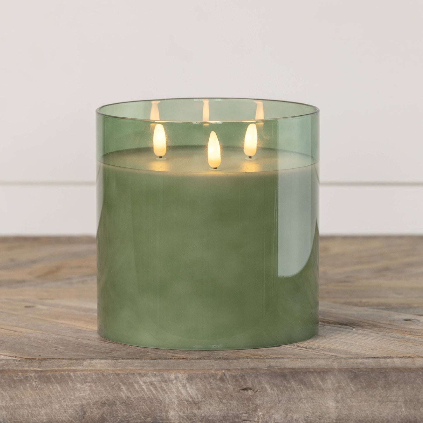 3 Wick Green Glass Candle