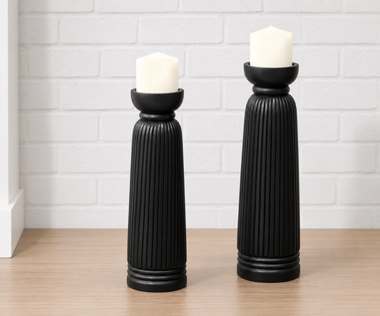 Black Wood Pillar Holder