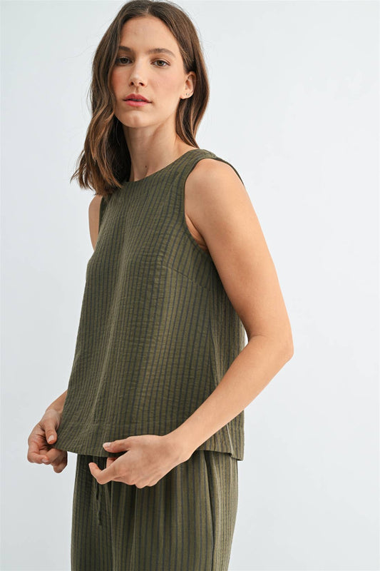 Stripe Button Back Tank