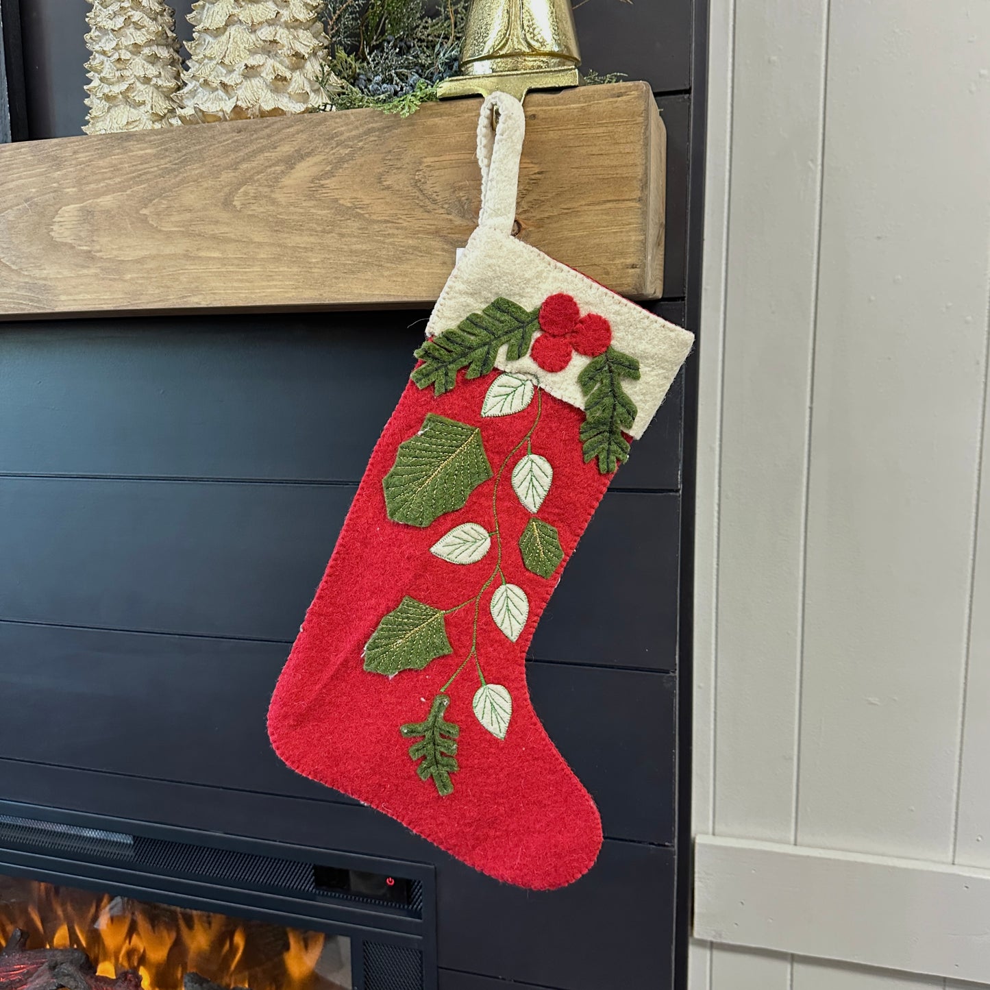 Holly Wool Felt Stocking