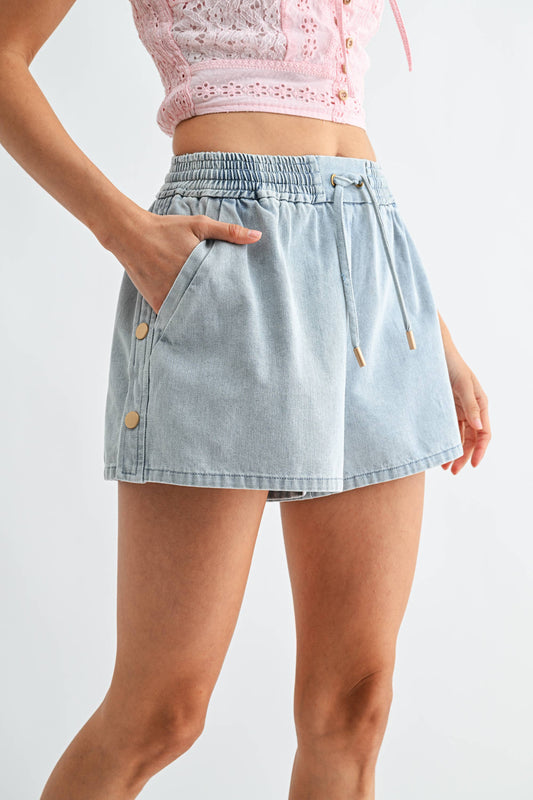 Denim Drawstring Shorts