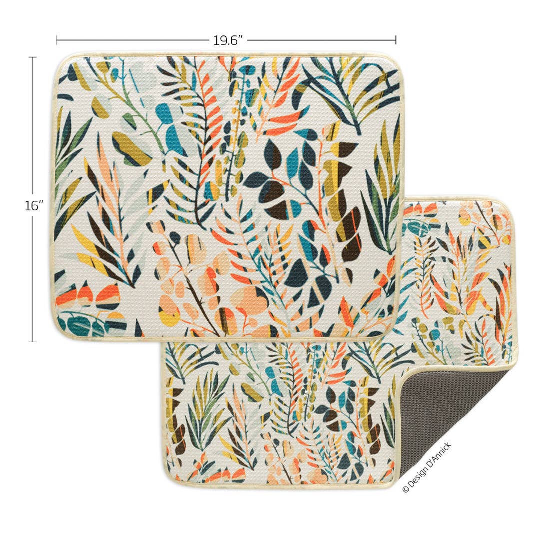 S/2 Dish Drying Mats | Colorful Leaves