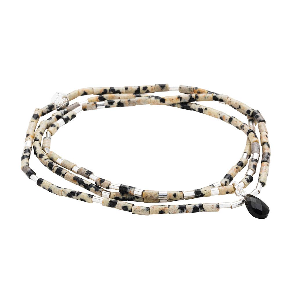 Teardrop Stone Wrap Bracelet | Dalmatian Jasper