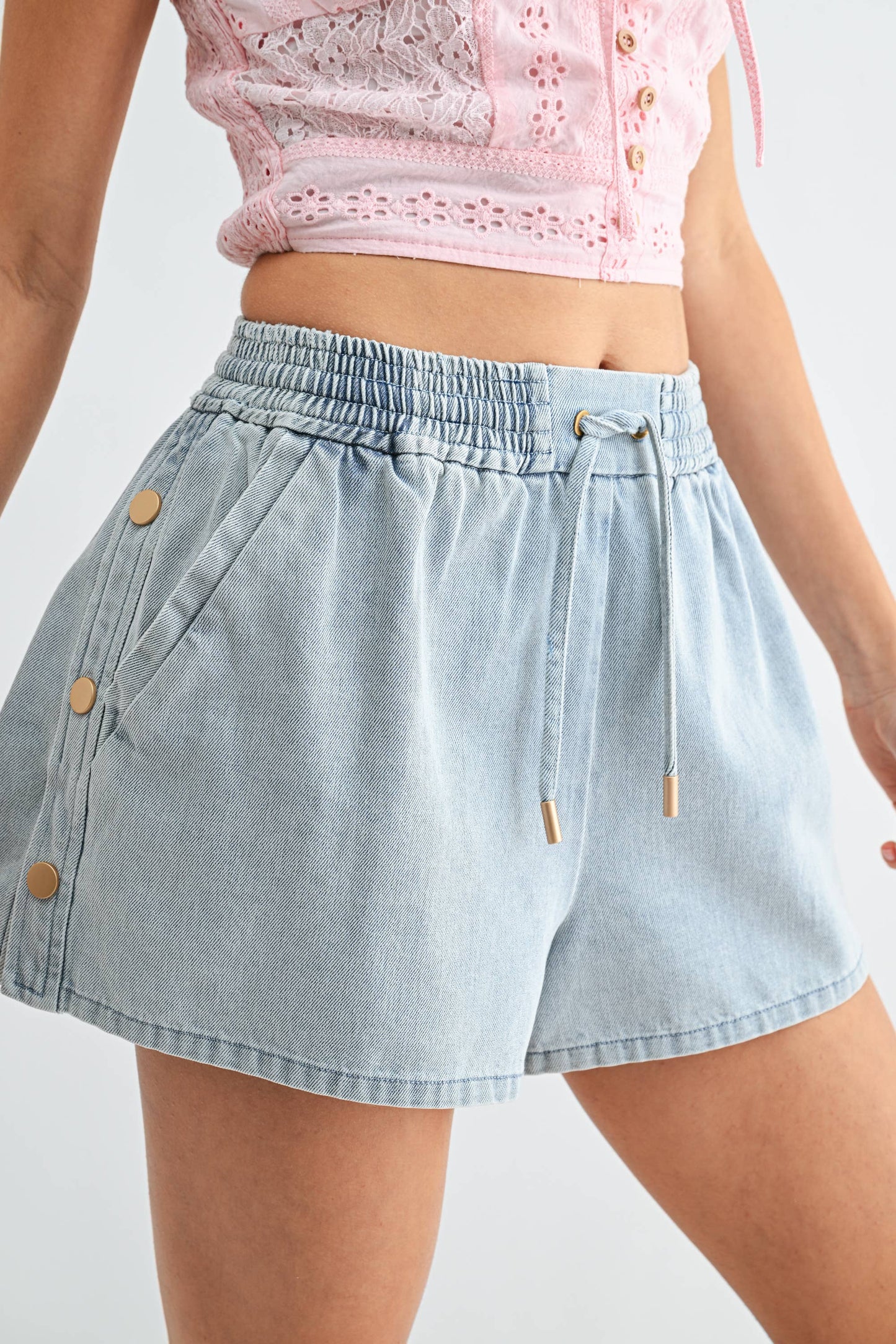 Denim Drawstring Shorts