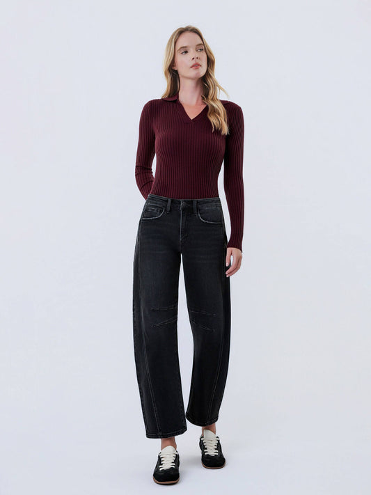 Lana Black Barrel Jeans