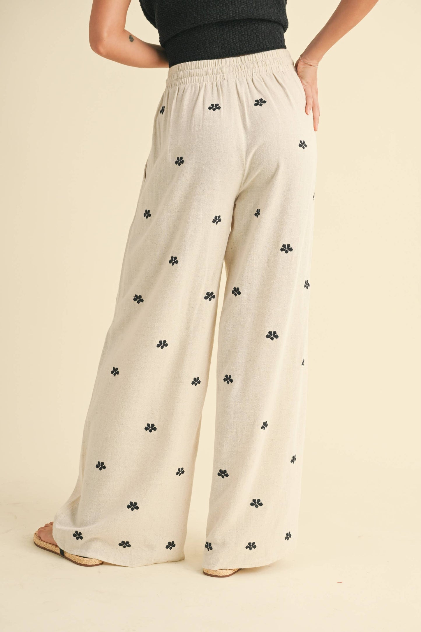 Embroidered Linen Pants