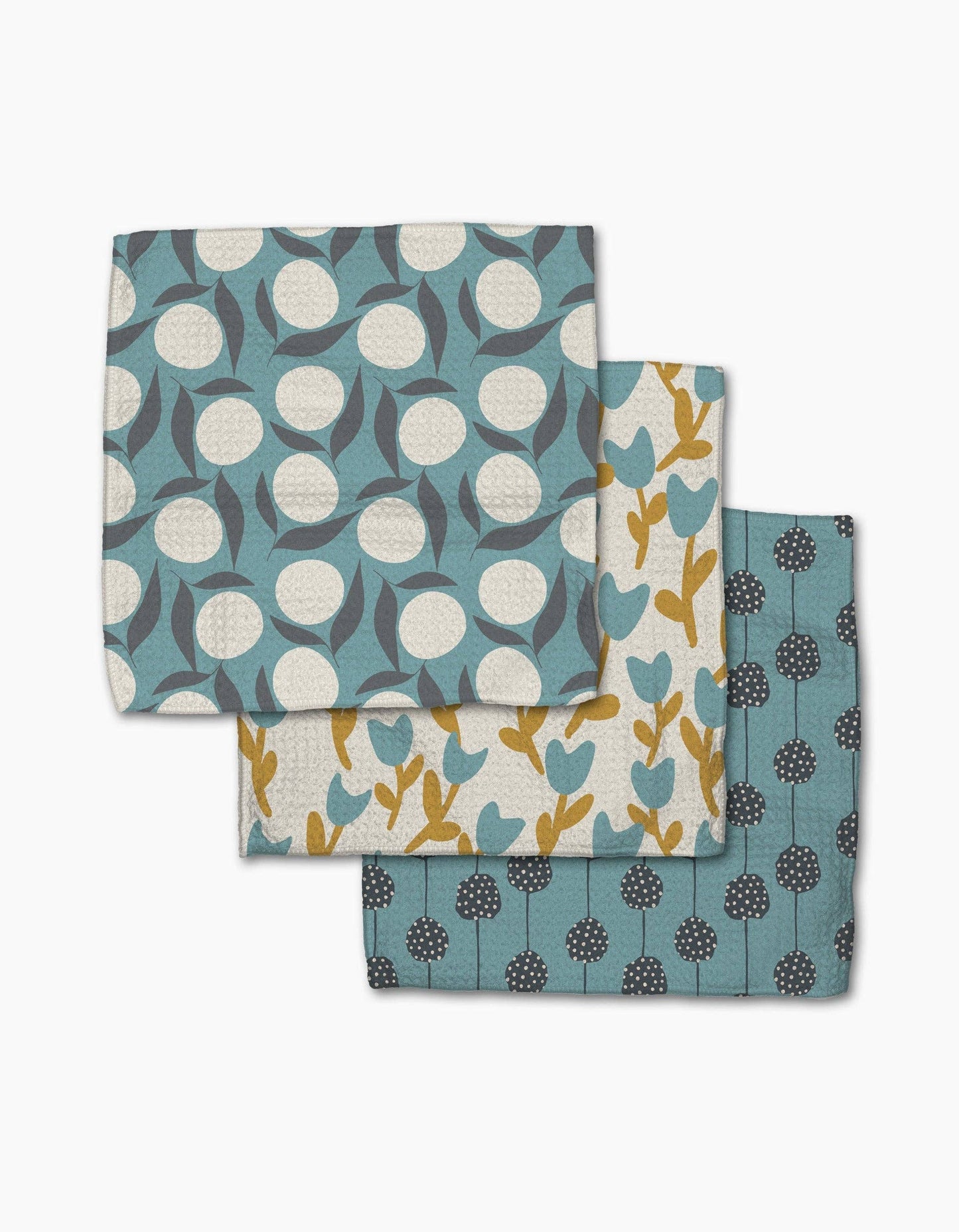S/3 Polka Dot Blooms Dishcloths