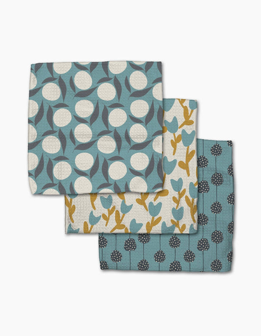 S/3 Polka Dot Blooms Dishcloths