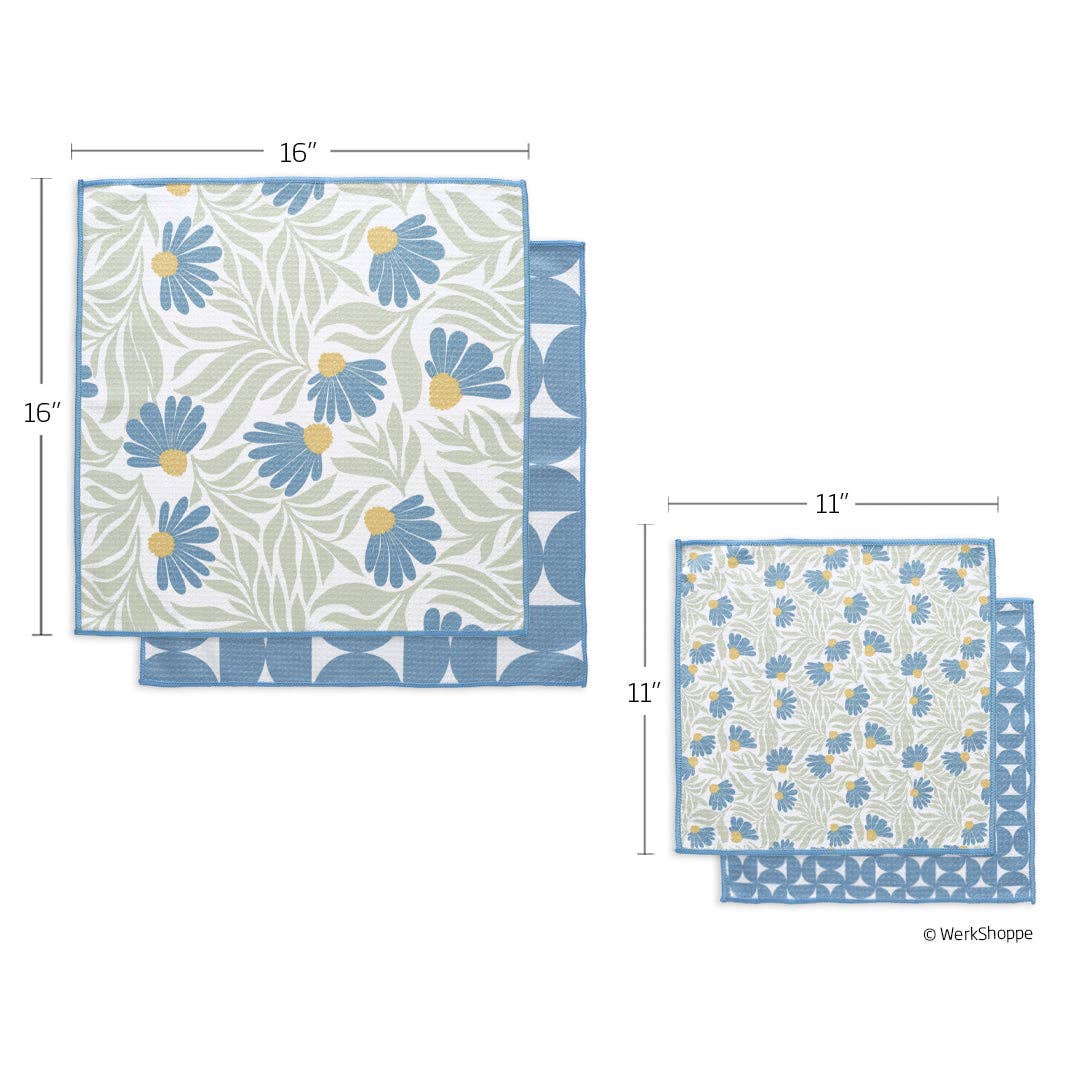 S/4 Microfiber Towels | Blue Coneflower