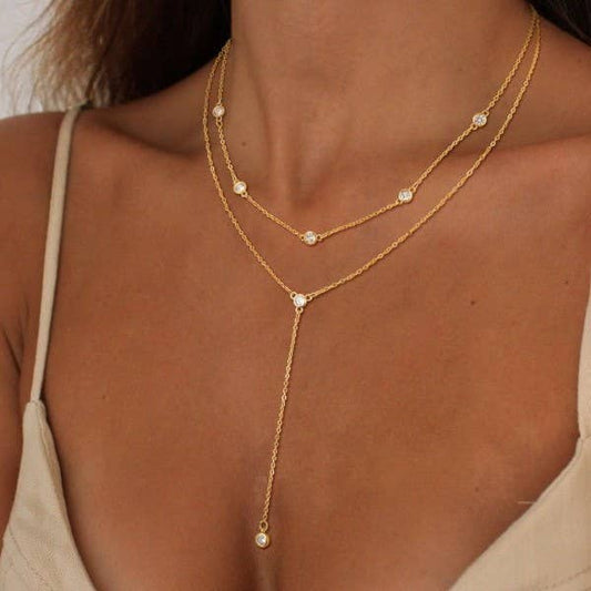 Serena Gold Lariat Necklace