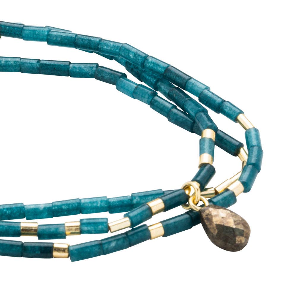 Teardrop Wrap Bracelet -Jade/Pyrite