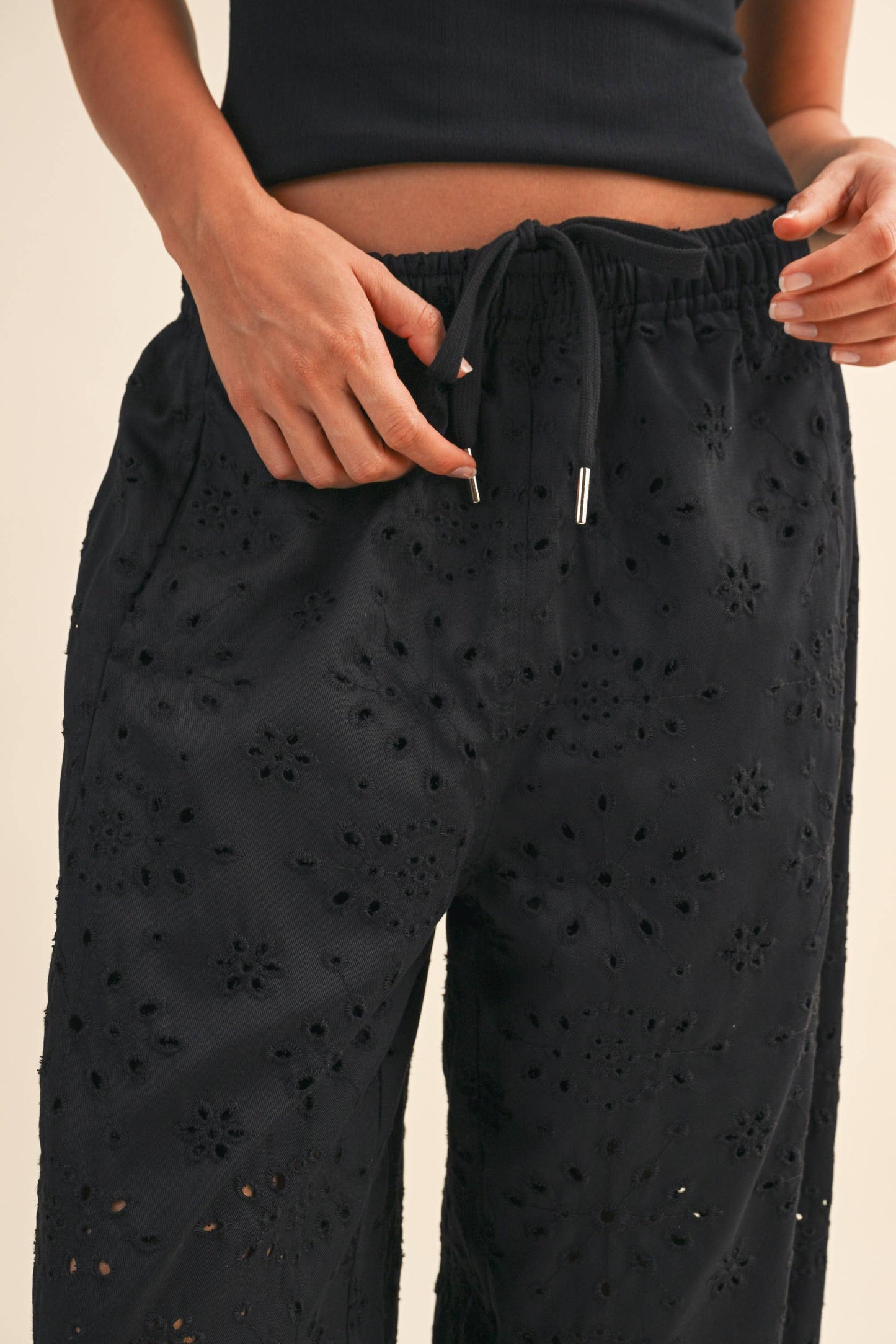 Eyelet Wide Leg Pants
