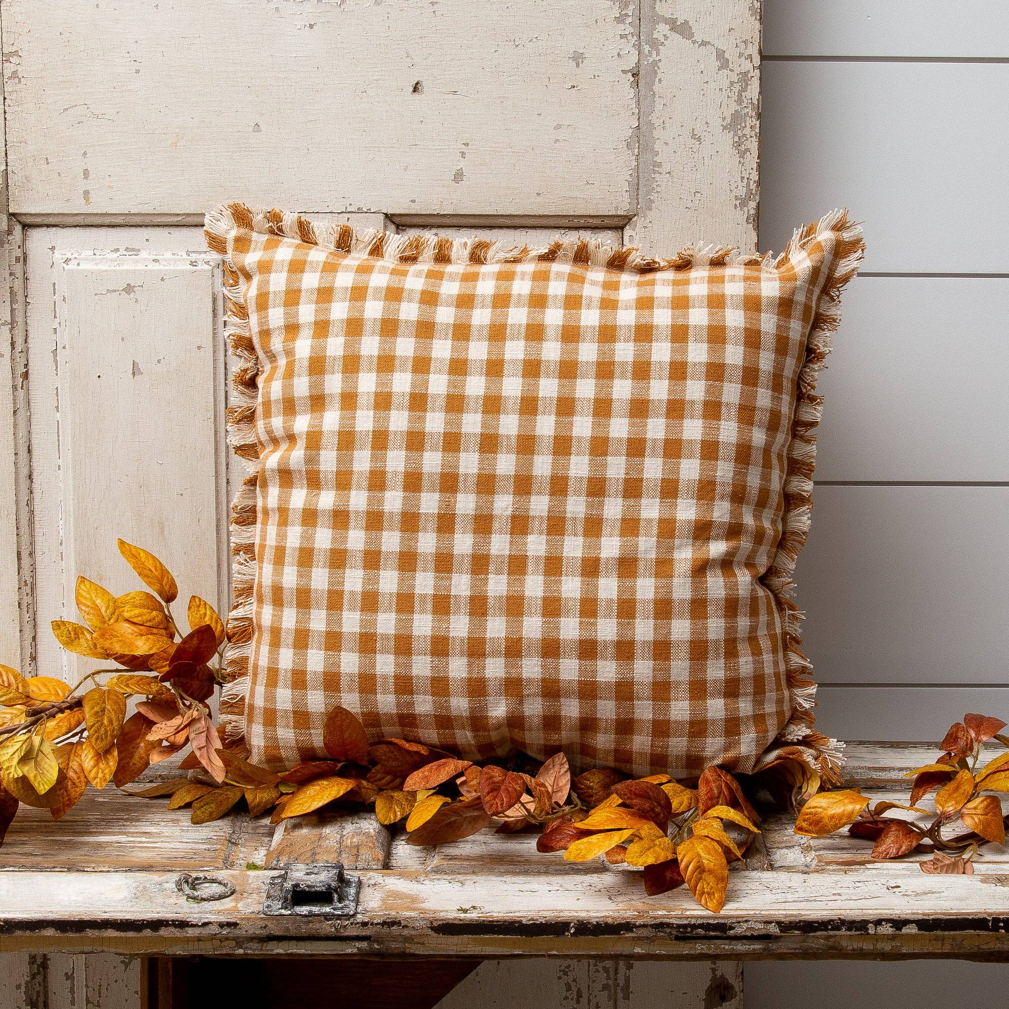 Fall Gingham Plaid Pillow West Rowe