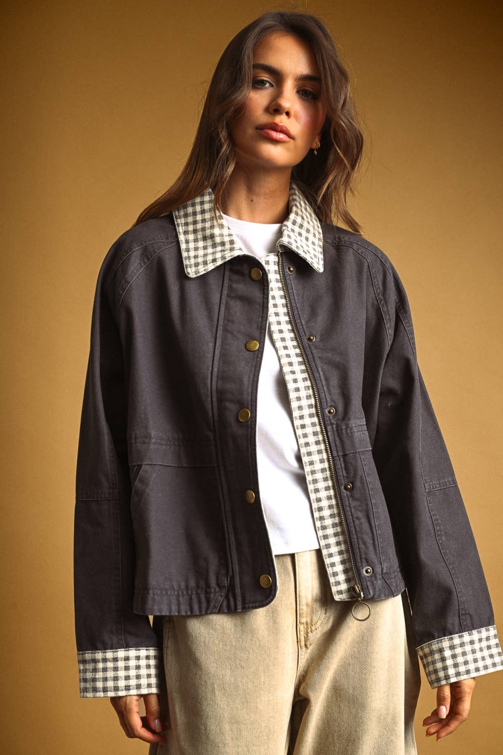 Gingham Collar Jacket