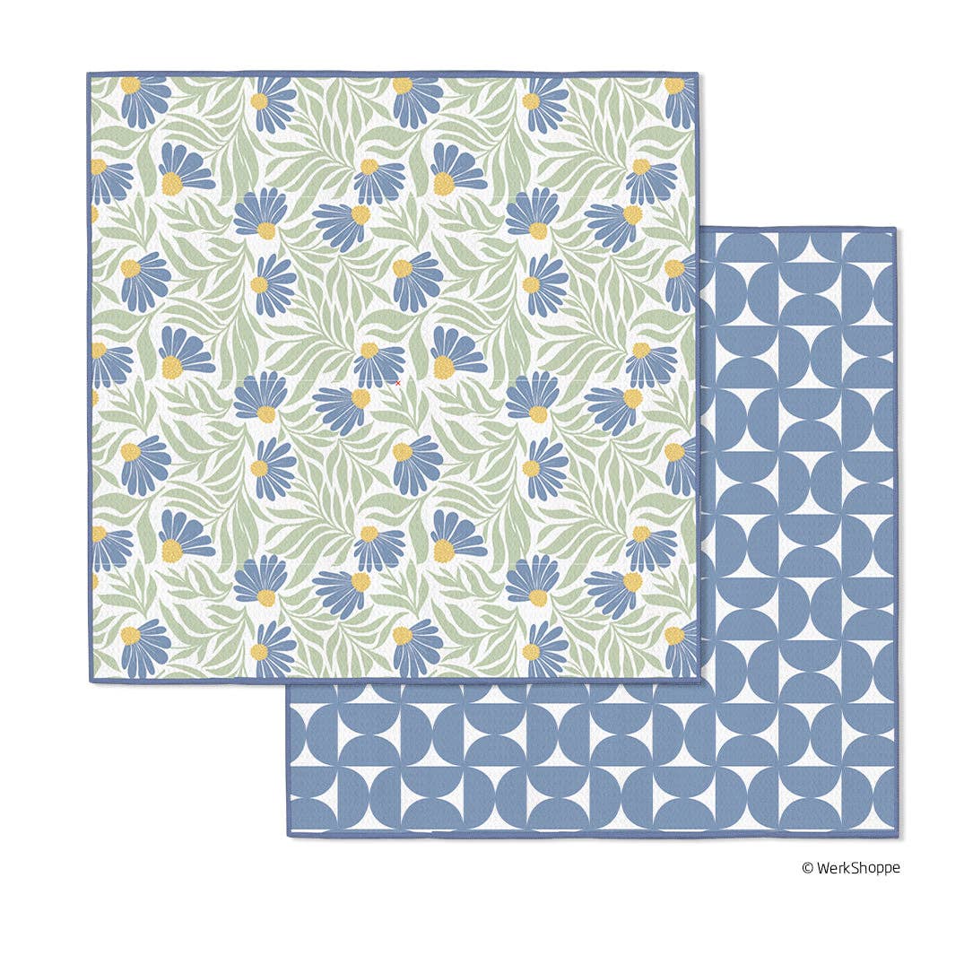 S/4 Dishcloths | Blue Coneflower