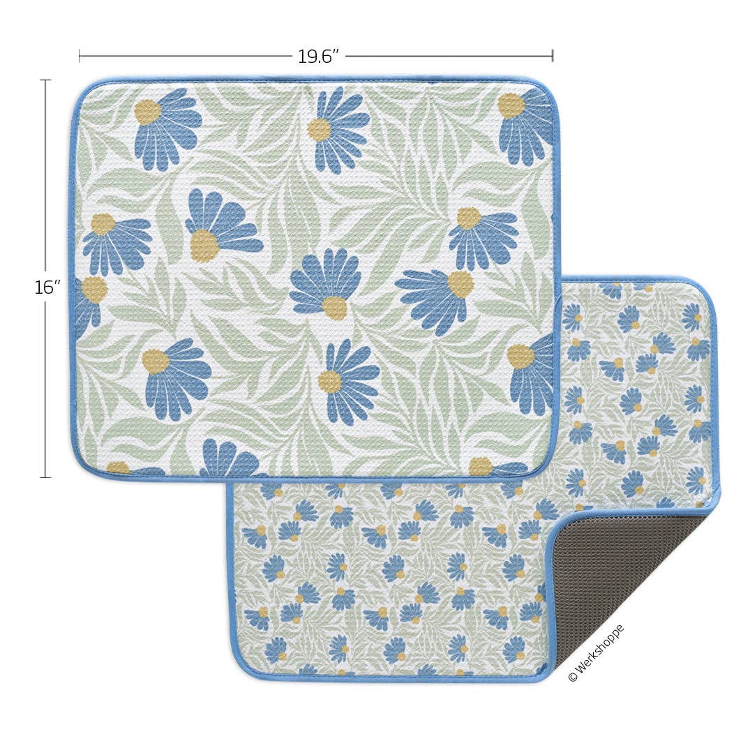 S/2 Dish Drying Mats | Blue Coneflower