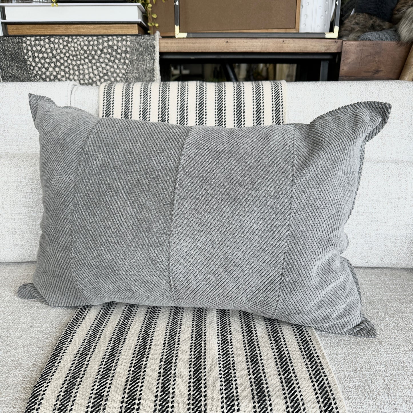 Gray Corduroy Pillow