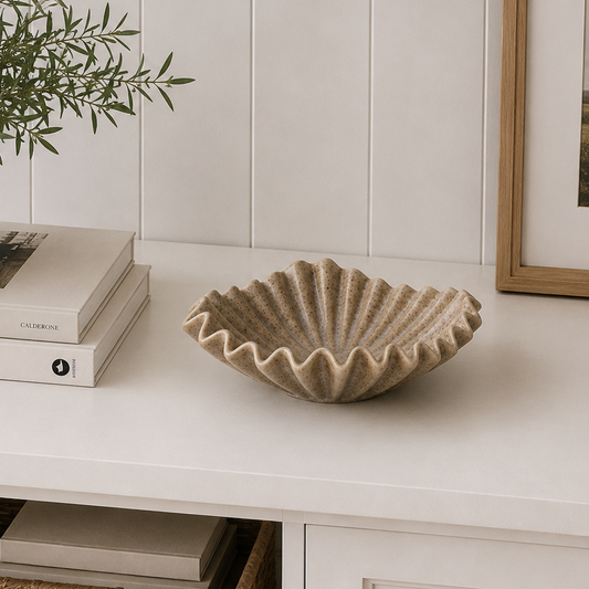 Beige Ceramic Ruffle Dish