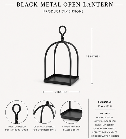 Black Metal Open Lantern