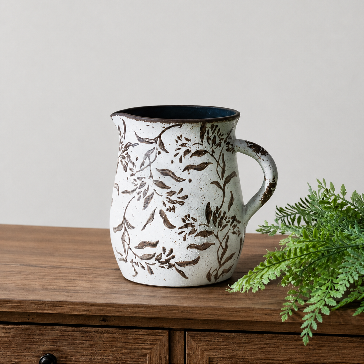 Brown Leaf Pattern Pitcher