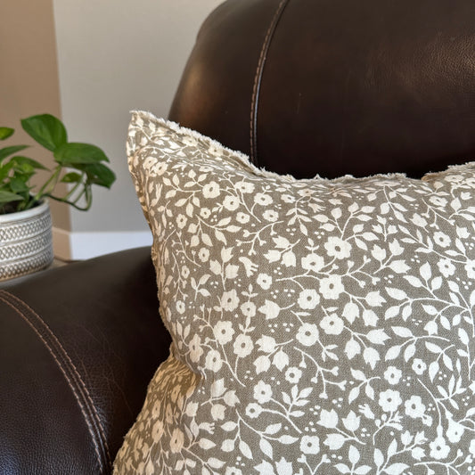 Beige Floral Pillow