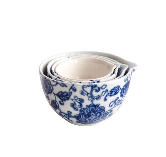 S/4 Blue Floral Measuring Cups
