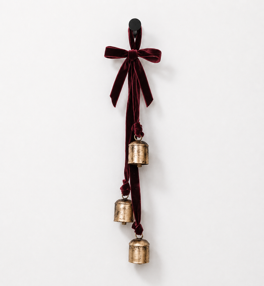 Gold Bells with Velvet Hanger