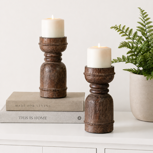 Campbell Wood Candle Holder