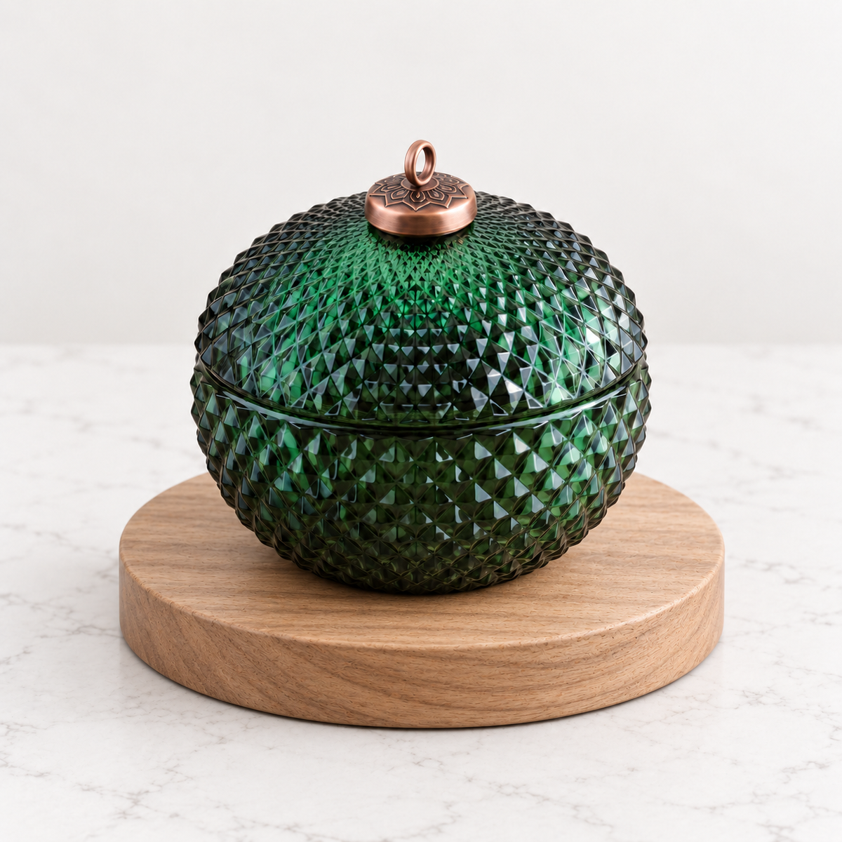 Green Glass Ornament Jar