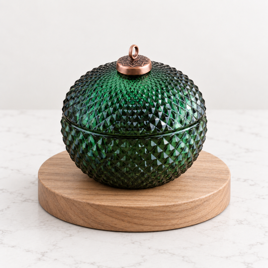 Green Glass Ornament Jar