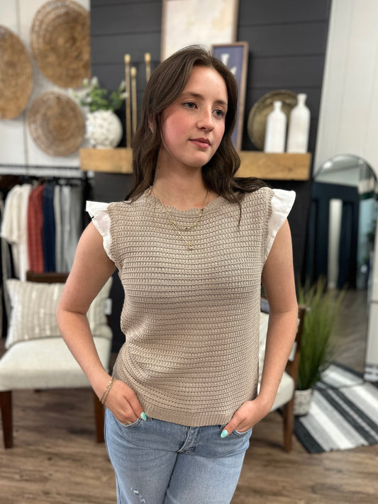 Ruffle Sleeve Sweater Top