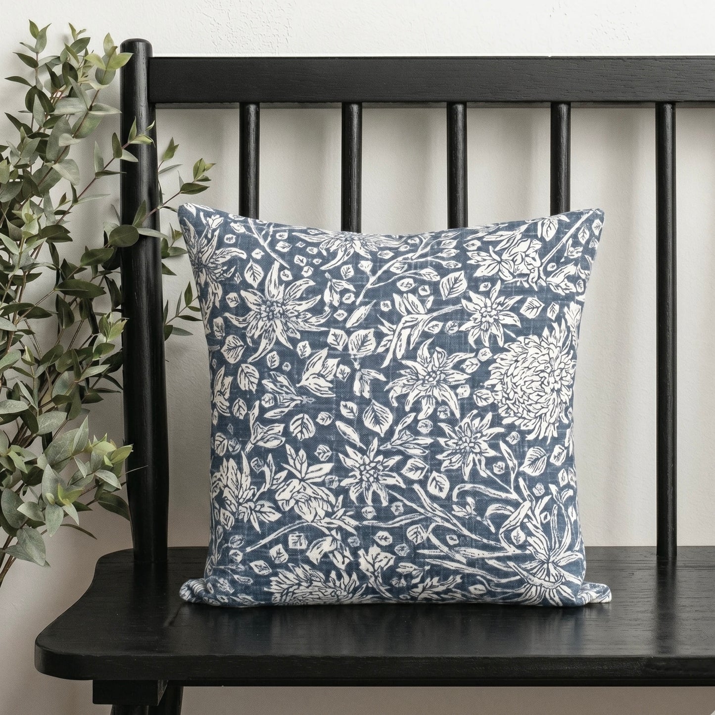 Indigo Floral Accent Pillow