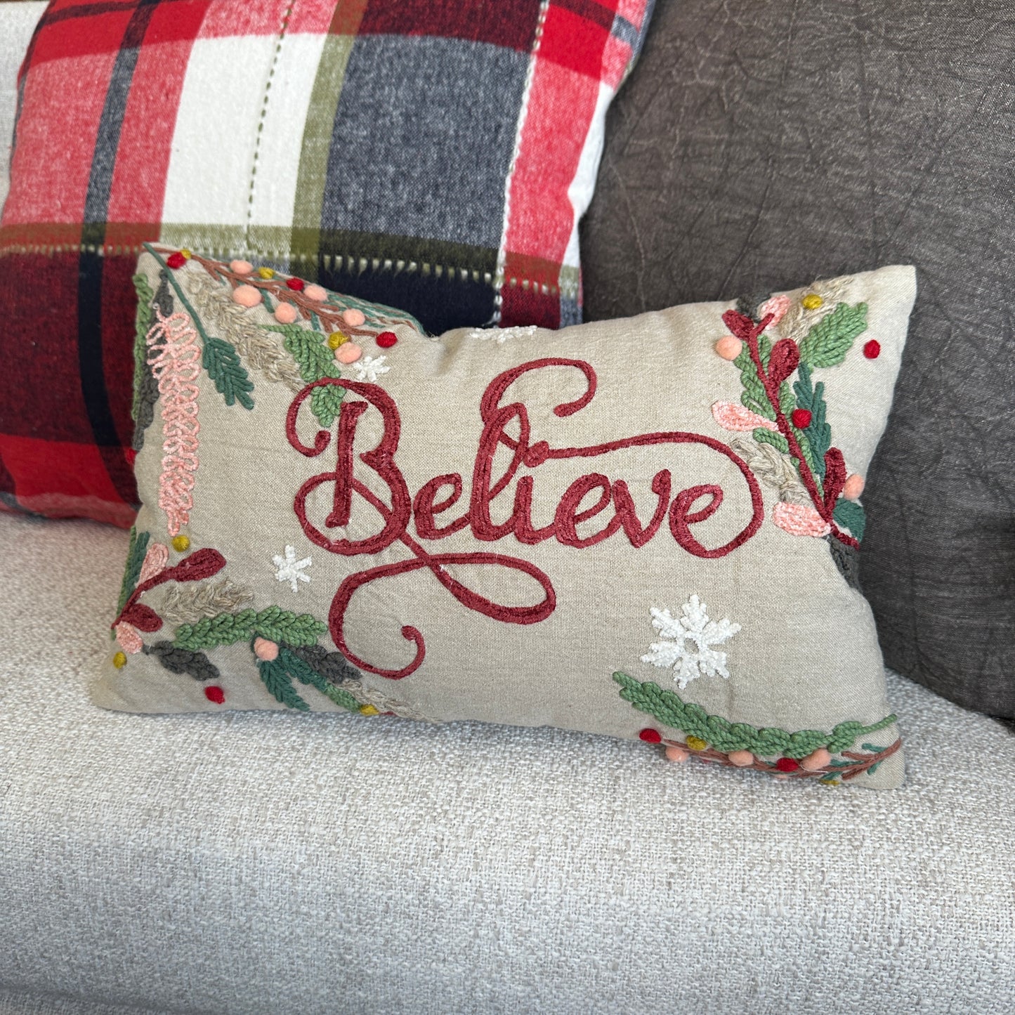 Believe Embroidered Pillow