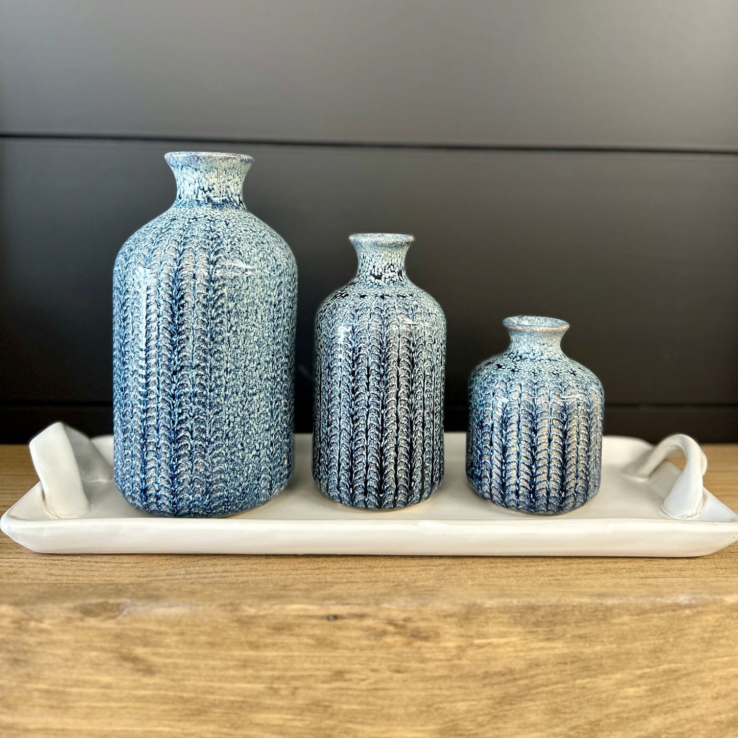 Blue Chevron Vase