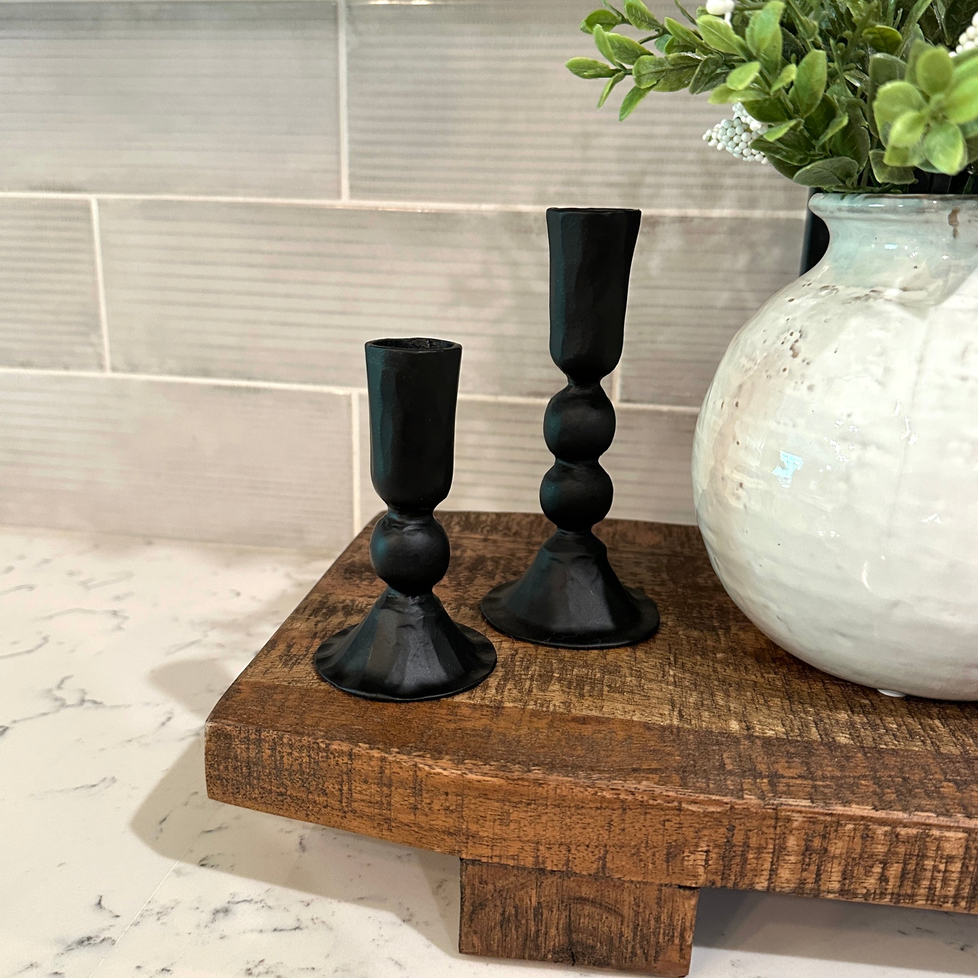 S/2 Black Candle Holders