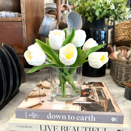 White Tulips with Vase