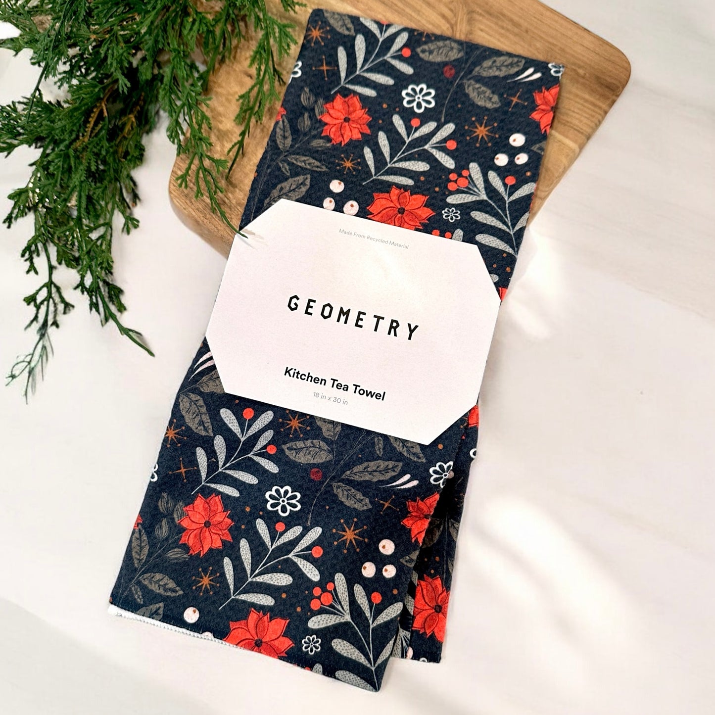 Geometry Holiday Floral Tea Towel