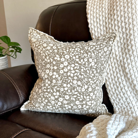 Beige Floral Pillow