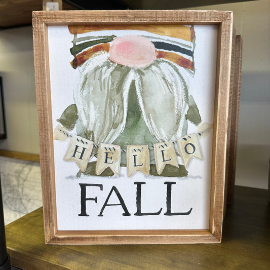 Hello Fall Gnome Sign