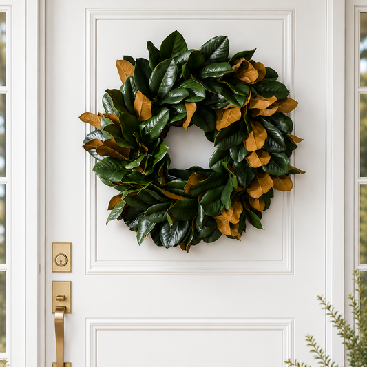 Faux Magnolia Front Door Wreath