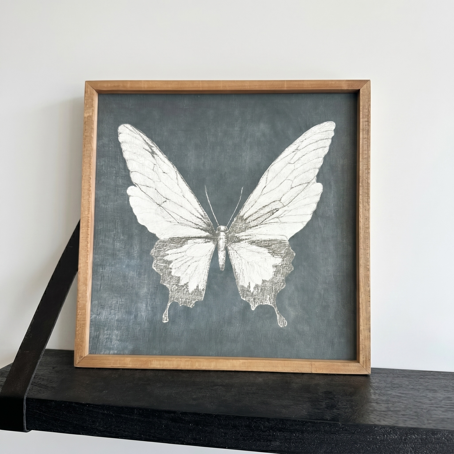Wood framed butterfly wall art print 