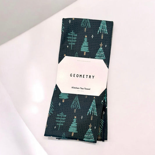 Geometry Christmas Pine Tea Towel